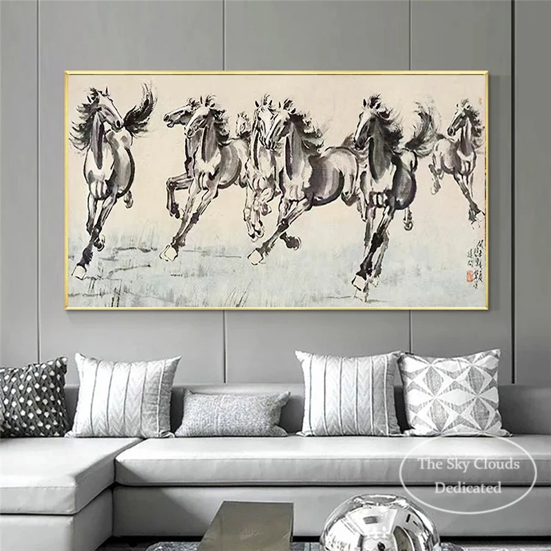 Chinese Style Ink Painting Horse Animal Poster Canvas Painting HD Printing Modern Wall Art Pictures Living Room Bedroom Decor