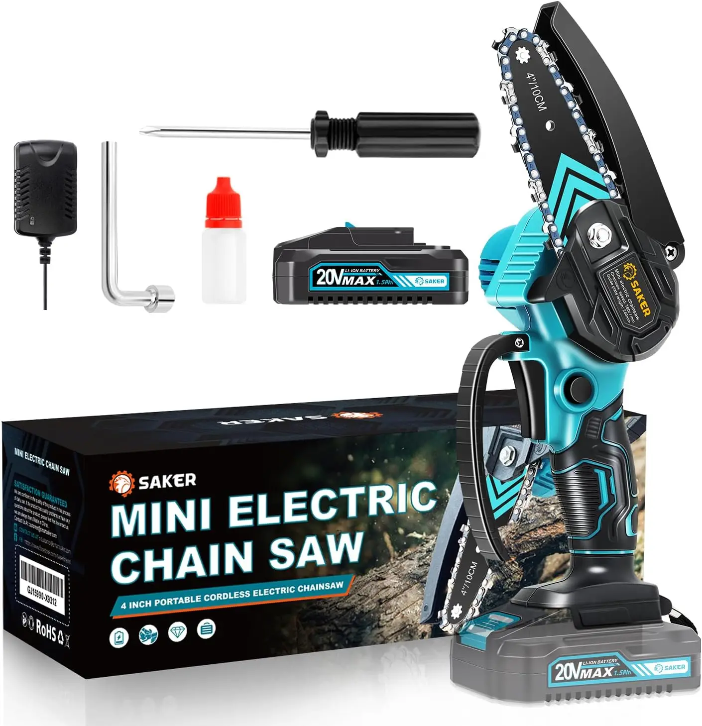 

Portable Electric Chainsaw Cordless, Handheld for Tree Branches Pruning, Garden & Household Use, Father's Day Gift