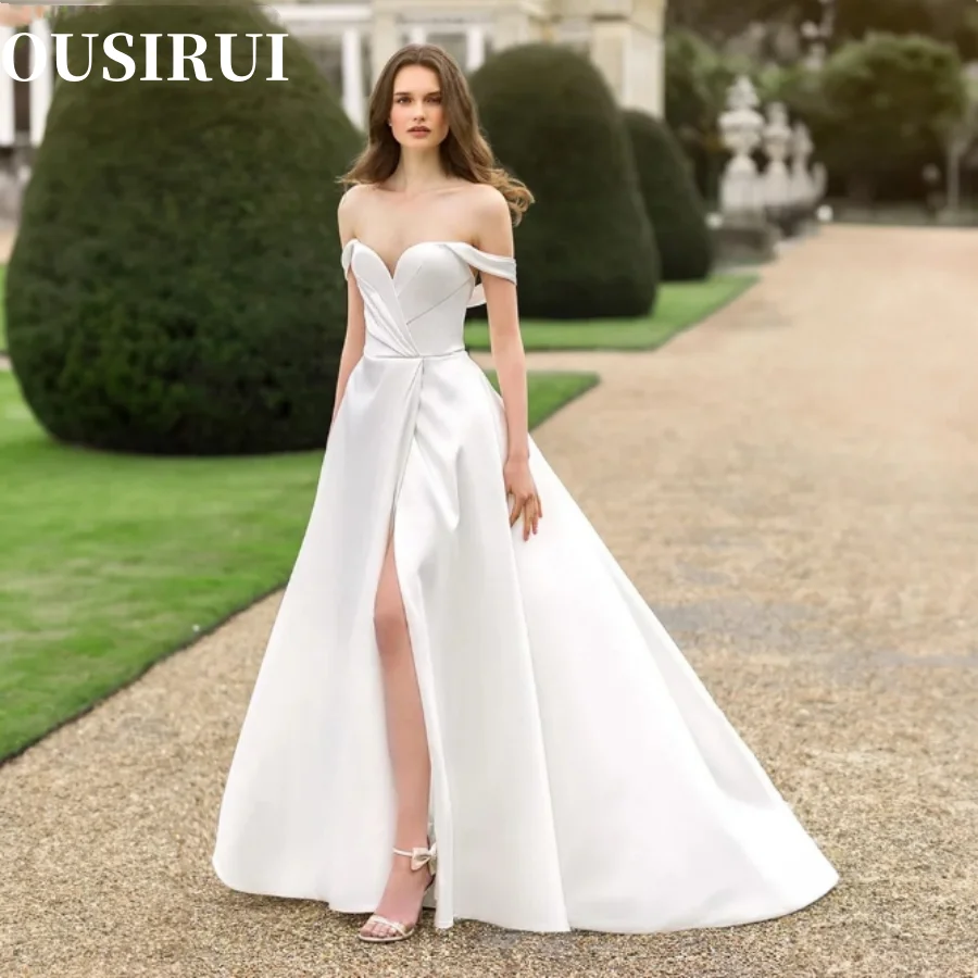 OUSIRUI A-line FrontSlit Sweetheart Off The Shoulder Open Back Classic Wedding Dresses For Woman Bridal Gowns Vestidos De Novia