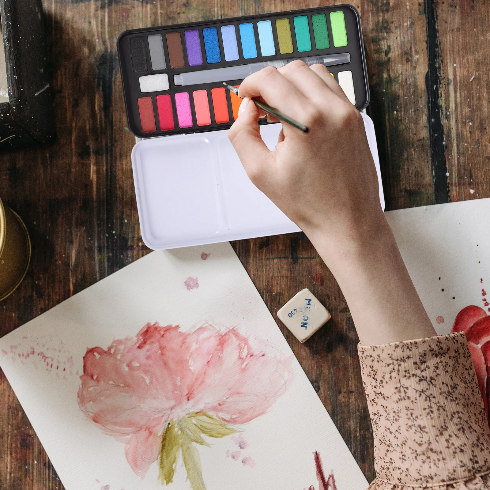 Nail Watercolor Paint Set Travel Multi-function Kit Plastic Watercolors Portable