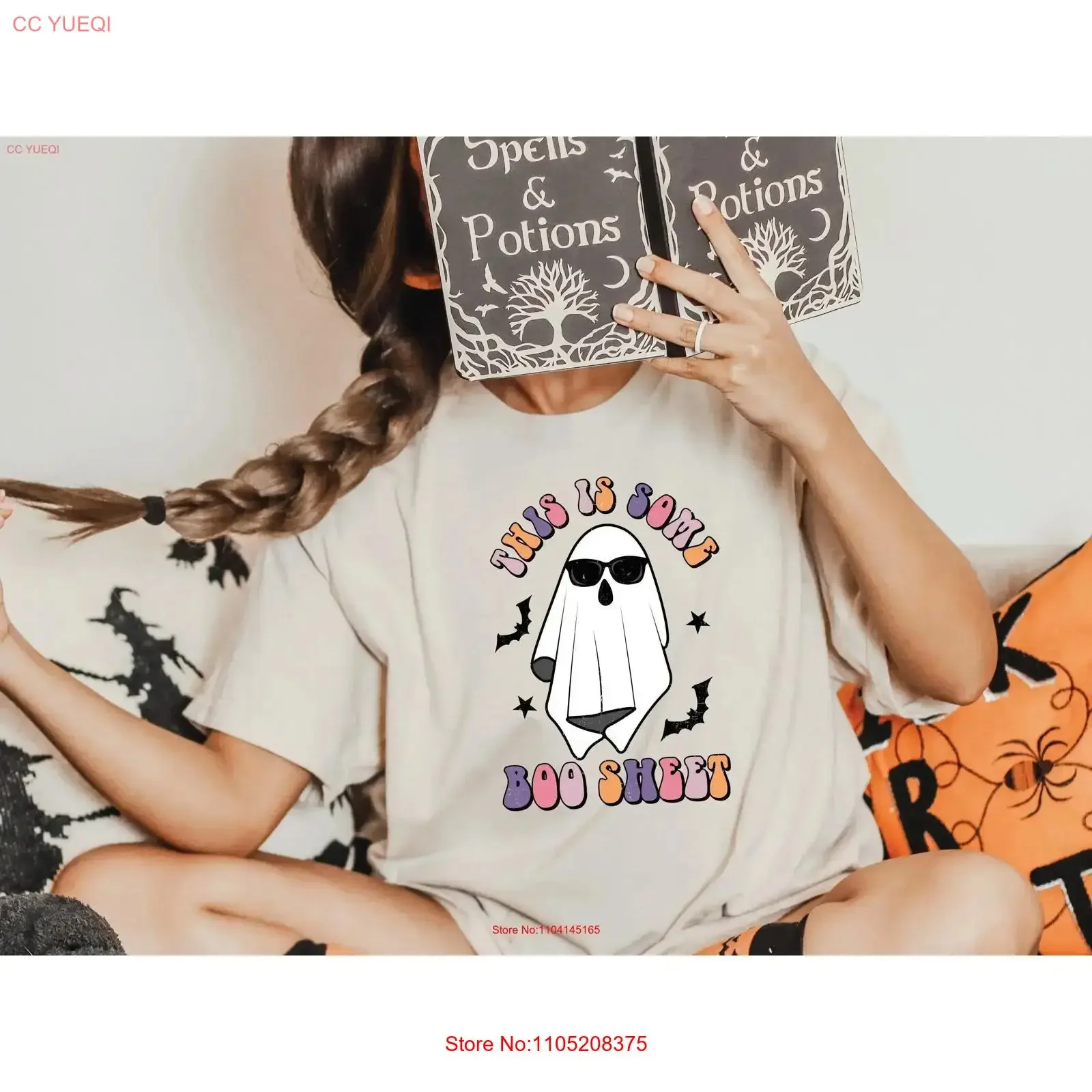 

Футболка This Is Some Boo SheeT, забавная вечеринка на Хэллоуин, GhosT, жуткий свитшот, винтажная стираная повседневная удобная уличная одежда унисекс