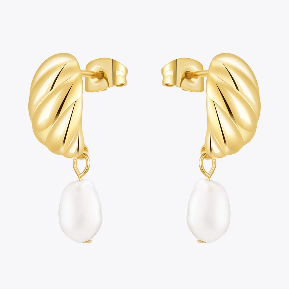 

ENFASHION Aretes De Mujer Twist Hanging Pearl Drop Earrings For Women 18K Gold Plated In Earings Fashion Cute Luck Jewelry E1535