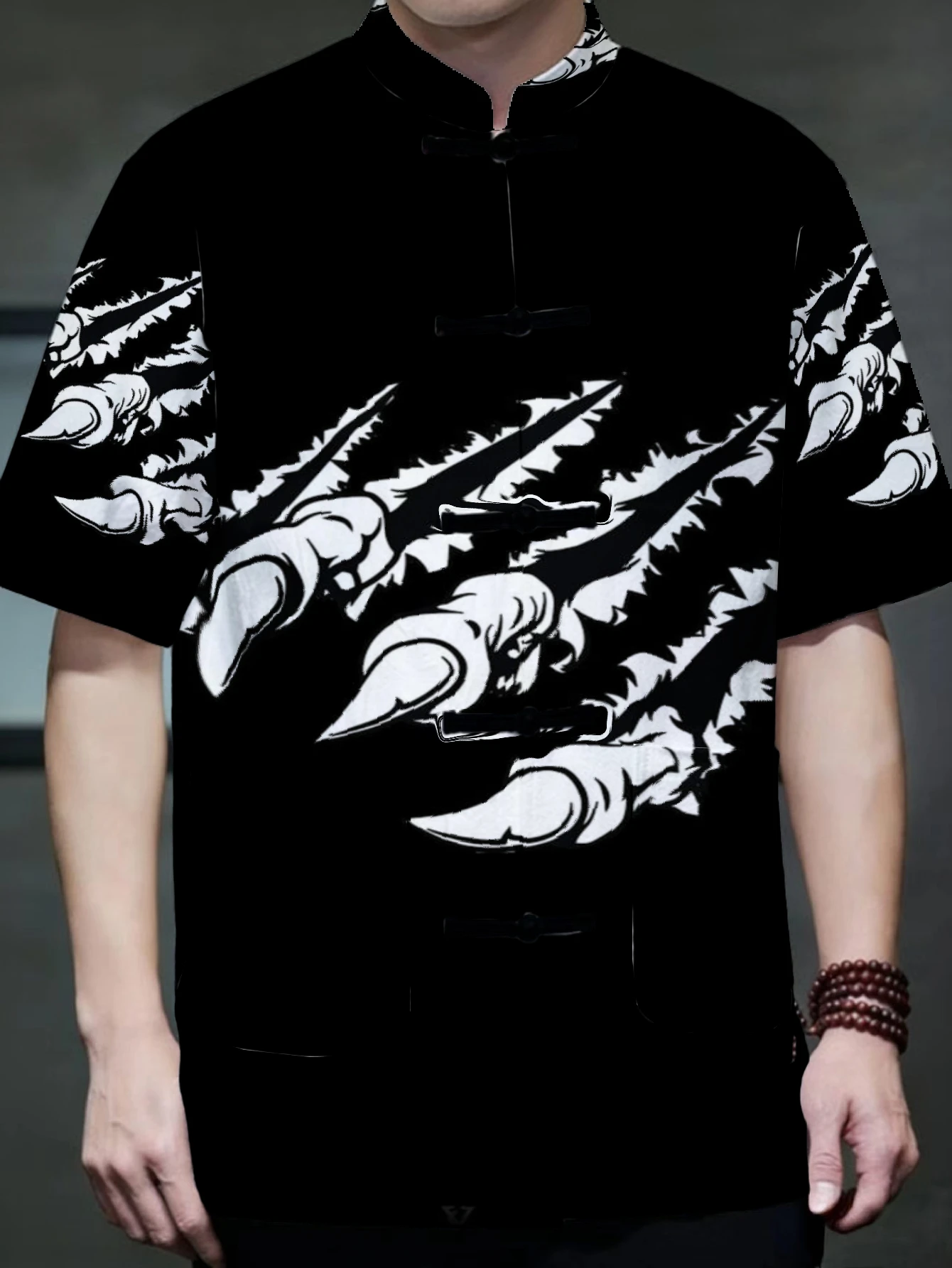 Mens Mens Oriental Tang Shirt Sharp Claw Graphic Print Frog Button Daily Outerwear - Aliexpress Deal