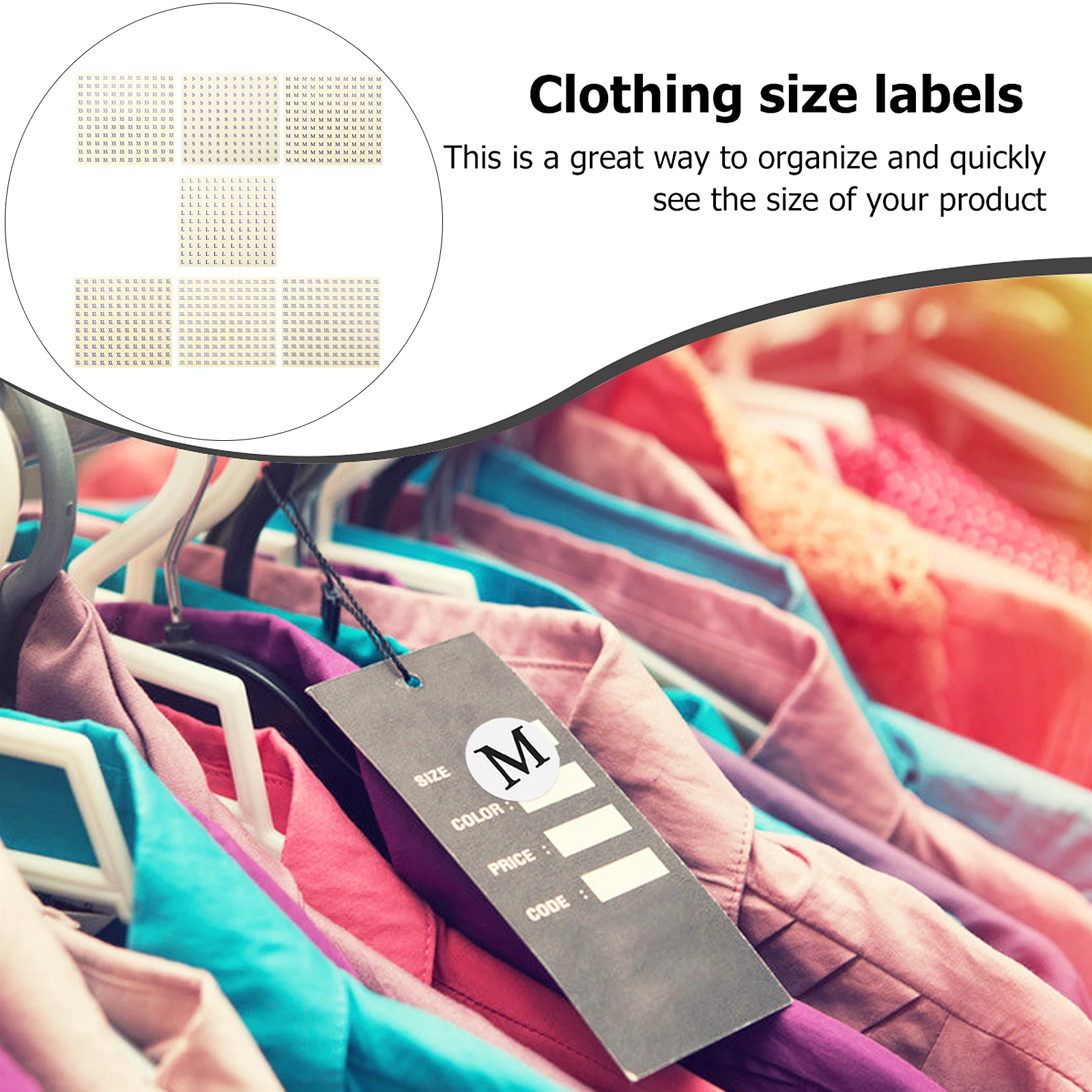 

7 Packs Size Label Sticker Stickers Sizing The Circle Shirt for Clothes Clothing Round Labels