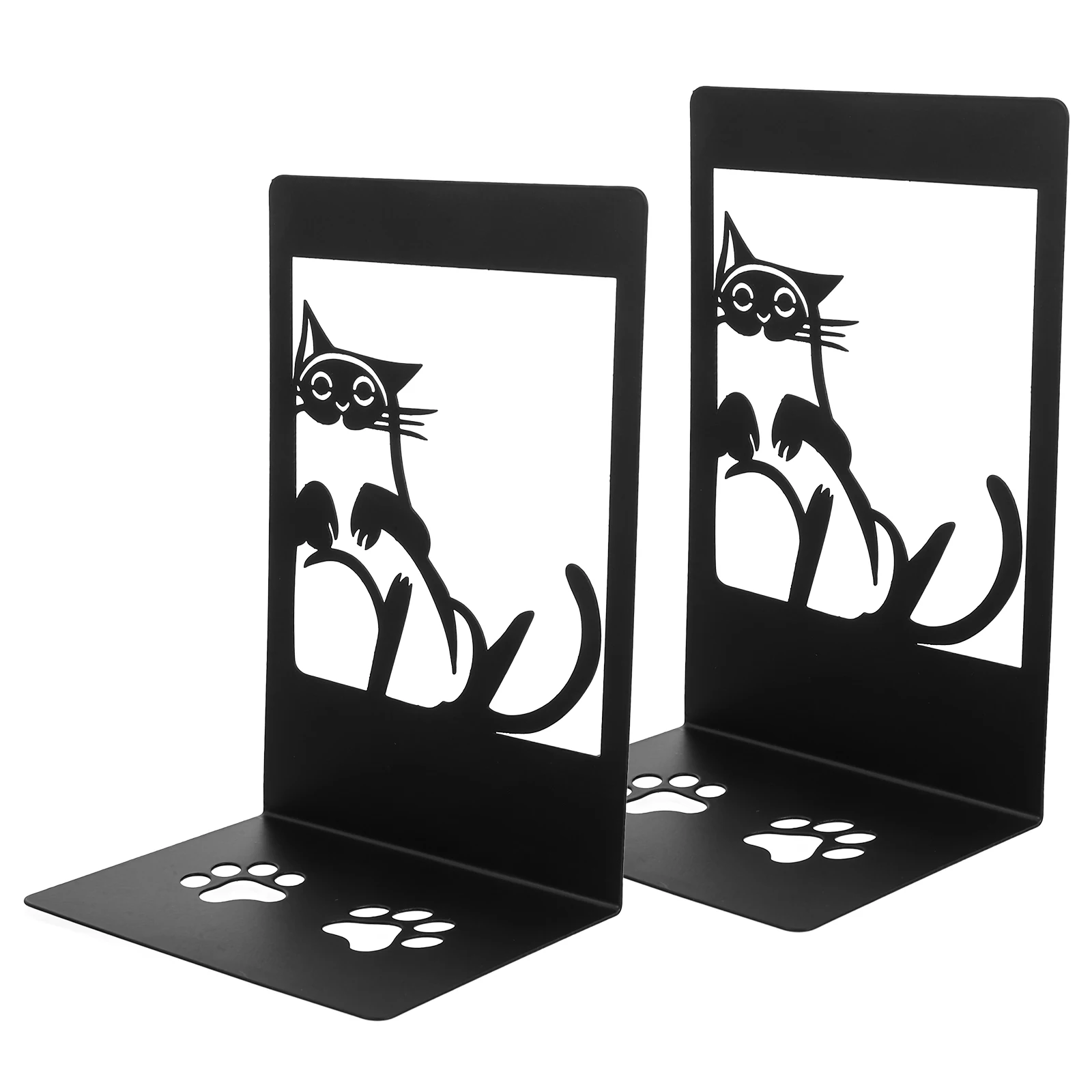 

2pcs Iron Cat Bookends Decorative Metal Ends For Shelves Heavy Duty Book Stoppers Study Room Organization Book Holder Flat Base