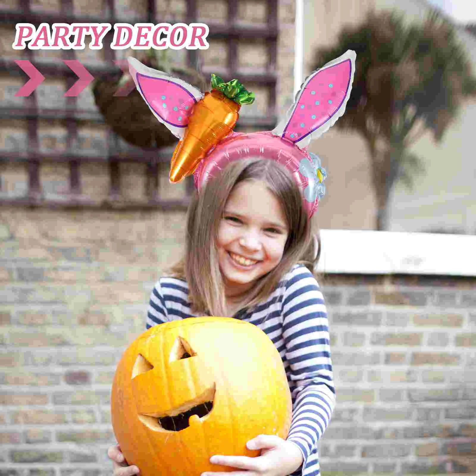 Rabbit Ears Headdress Party Favors Easter Headbands Hairbands Balloons Ornament Decor Accessories for Kids Cute Inflatable