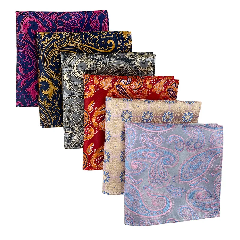 Elegant Men Pocket Square Luxury Handkerchief High Quality New Paisley Stripe Banquet Wedding Business Formal Party Accessories