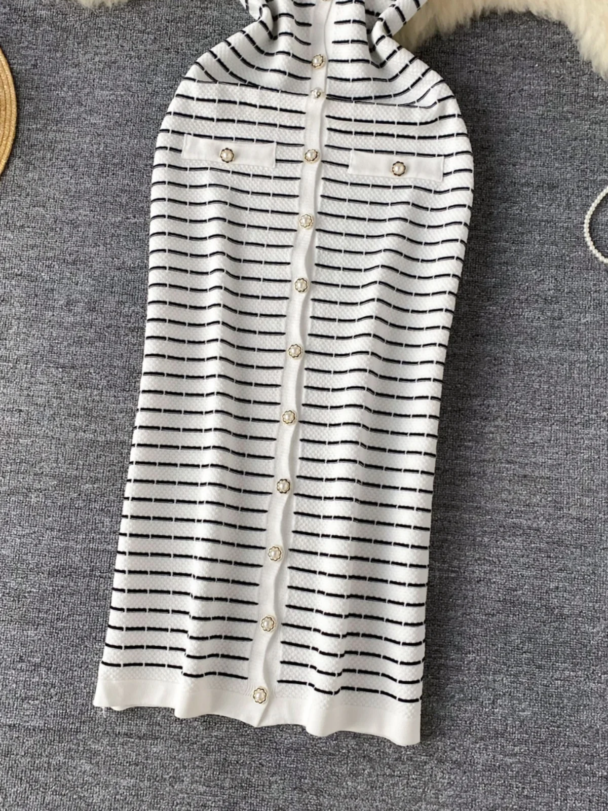 Ele rayé tricoté Long Dr femmes été haute Faion décontracté Midi gilet Dr Ladylike Quali Faionable Dr