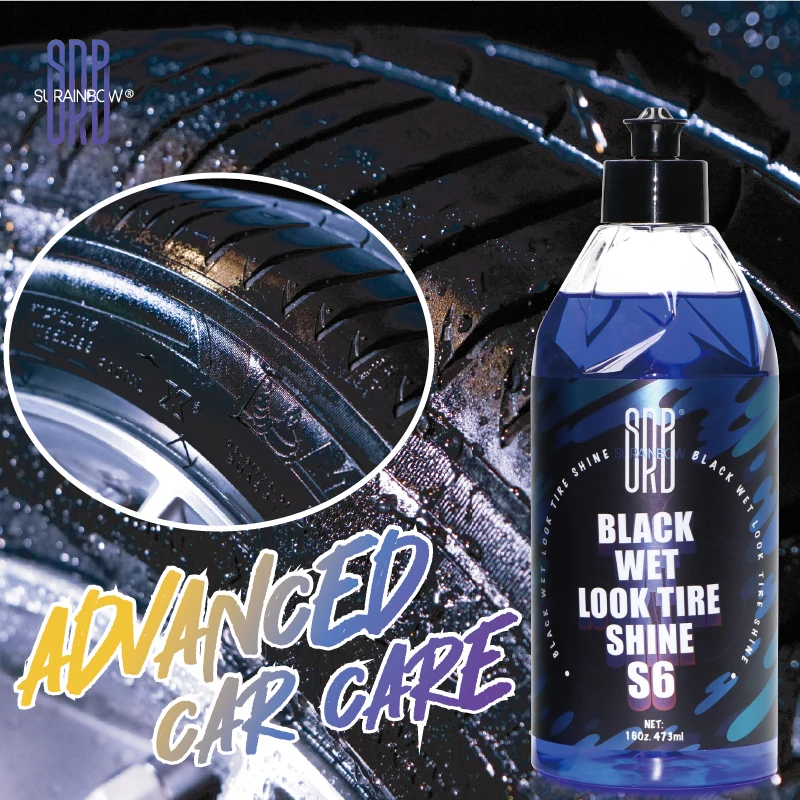 Black Wet Look Tire Shine Dressing -Automotive Clear Coat Tire Dressing Spray for Glossy Wet Tire Look,Vinyl & Plastic,Oil-Based