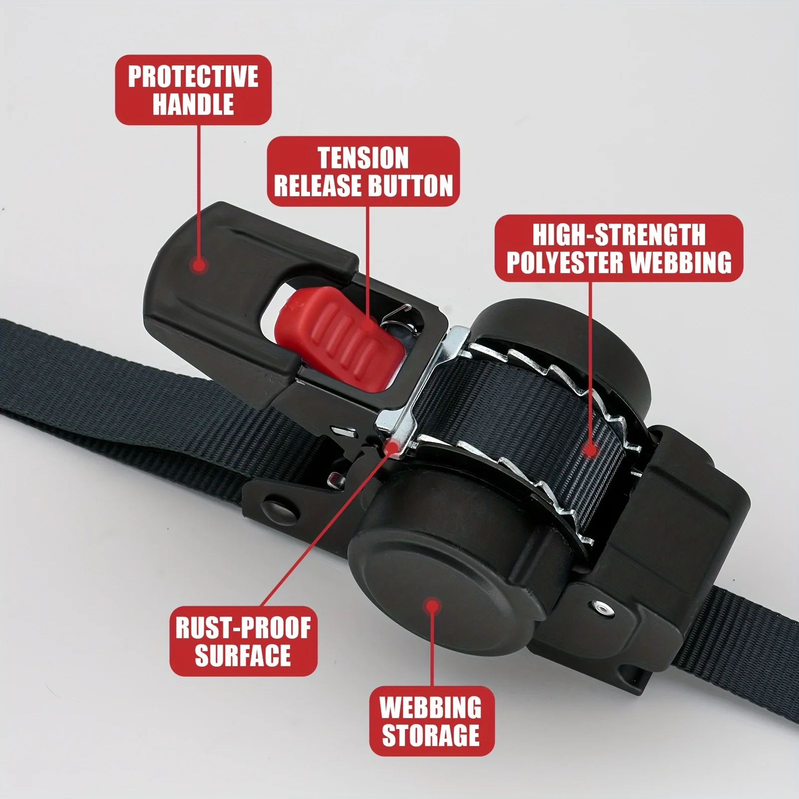Retractable Cargo Straps Secure Locking Ratchet Tie Automatic Tensioner Ratchet Strap for Truck Trailer ATV Motorcycle Transport