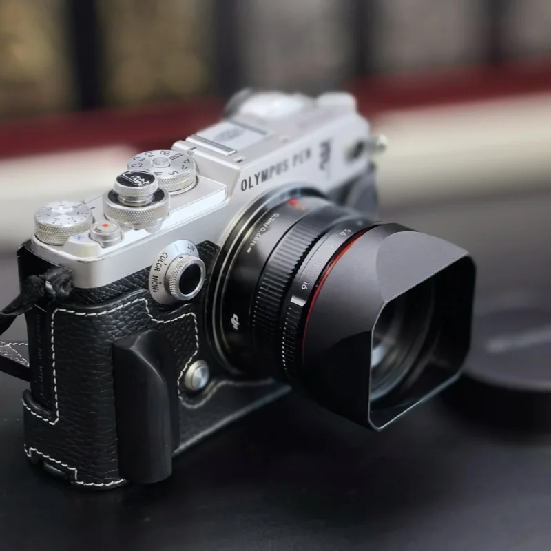 Untuk Panasonic LUMIX G LEICA DG SUMMILUX 15Mm F1.7 ASPH Bayonet Metal Square Len Hood Dilengkapi dengan Tutup Logam