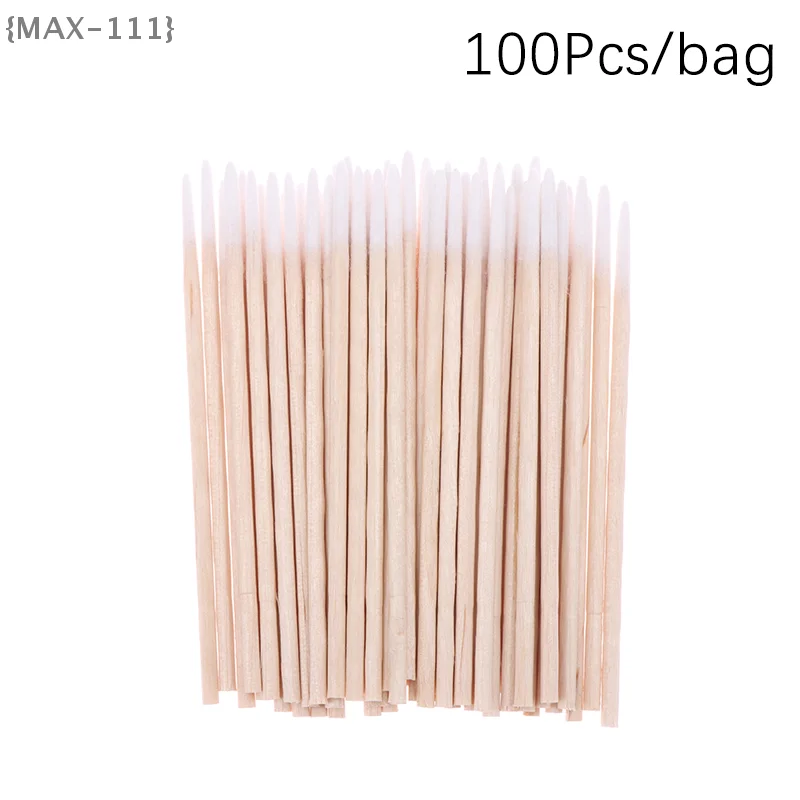 【F2-MAX-111】100 Stück Einweg-Mikro-Wattestäbchen – fusselfreie, ultrakleine Holzstäbchen zum Entfernen von Wimpernverlängerungskleber