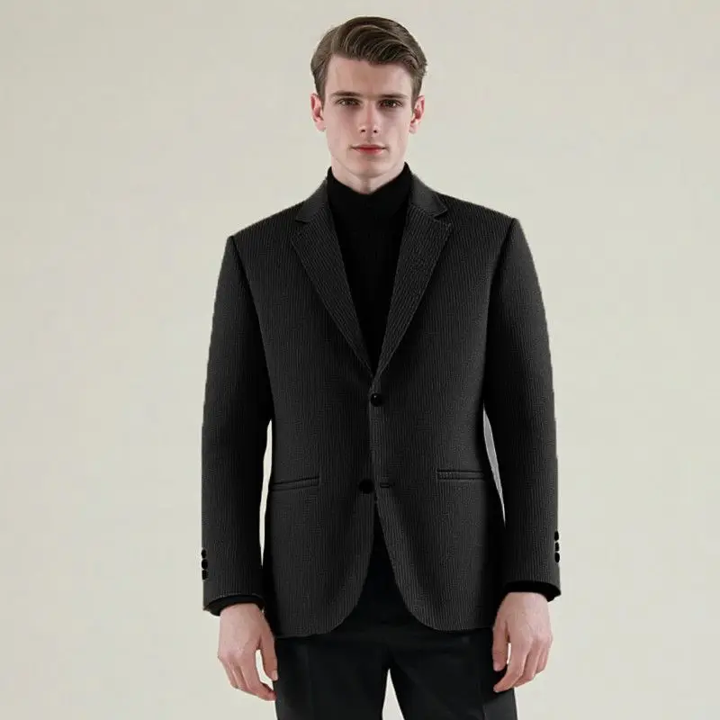 Men's Spring Autumn Casual Business Blazer Slim Fit Single Breasted Suit Jacket for Interview Office Wear