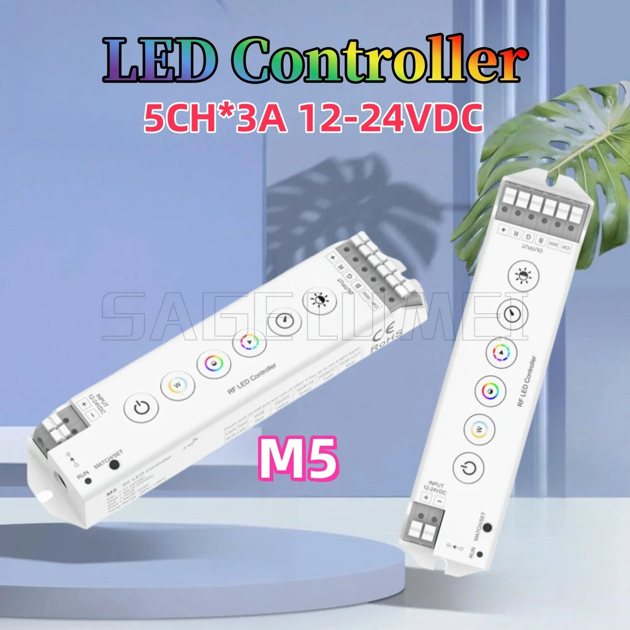 

Skydance M5 CV RF LED Controller 0~·100% LED Dimmer for 6 Button RGB RGBW or RGB+CCT LED Strip Light Tape Lamp DC12-24V 5CH*3A