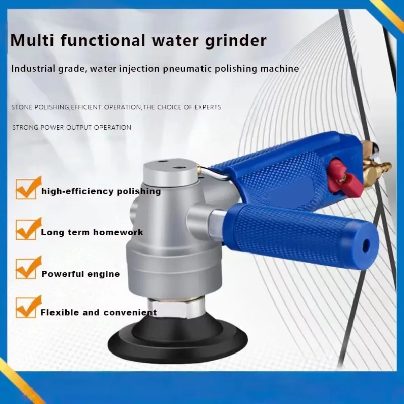 Professional 3-Inch Pneumatic Water Injection Wet Marble Polishing Sander with 1.75M Pipe