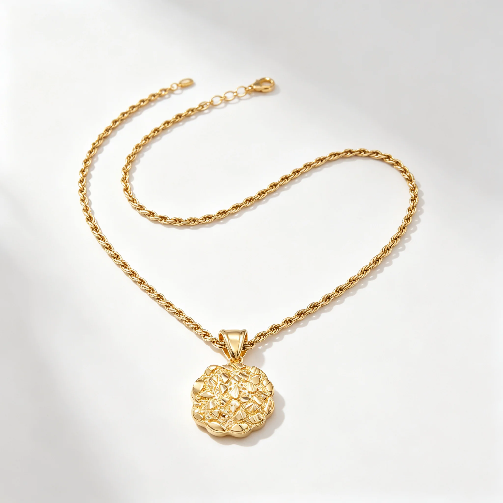 Non Tanish 18k Gold Big Size 20mm Coin Nugget Pendant Necklace Stainless steel Rope Chain For Women African American Hip Hop US