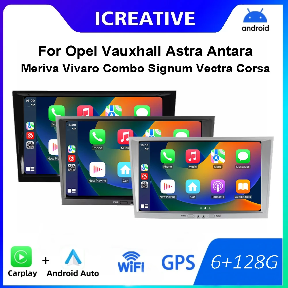 For Opel Astra H J 2004 Vectra Zafira Corsa Antara Meriva Vivaro Tigra Combo Multimedia Player Navigation GPS Android Auto Radio