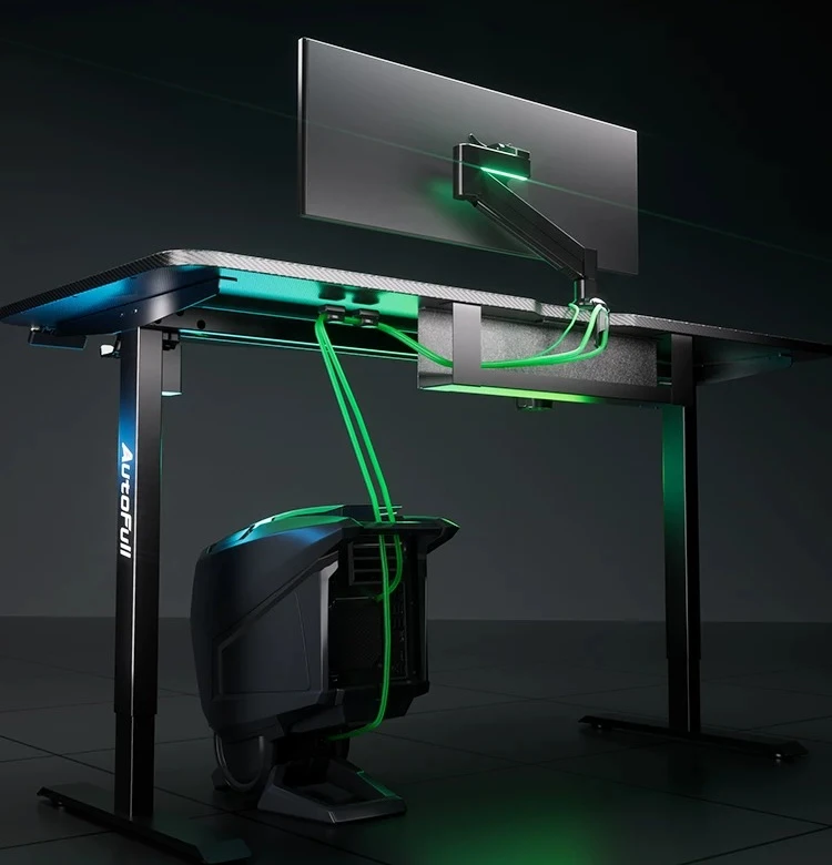 Solid Wood Smart Height Adjustable Gaming Desk and Chair Combo Set, Household Computer Table Suite