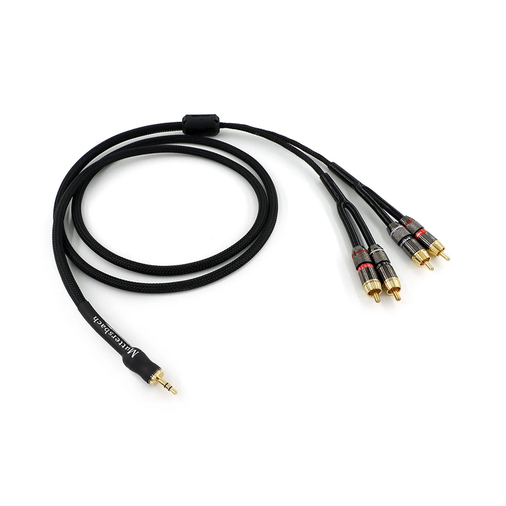 Shielded aux Input 3.5mm Output Splitter Stereo Audio Cable Out 3.5 Male to 4 RCA Male in Dual Speaker Cord 1 in 2 out