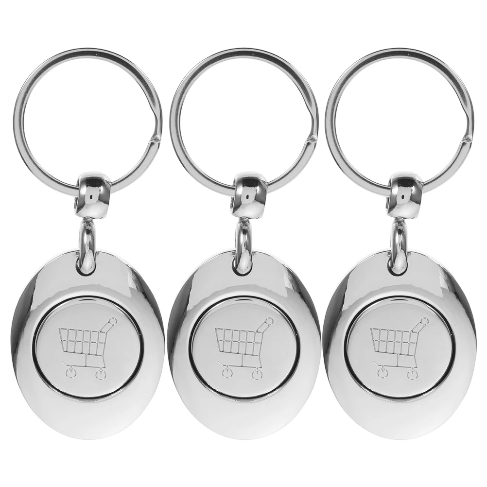 3 pcs Shopping Trolley Token Keychain Cart Token Keychain Metal Trolley Token Keyring