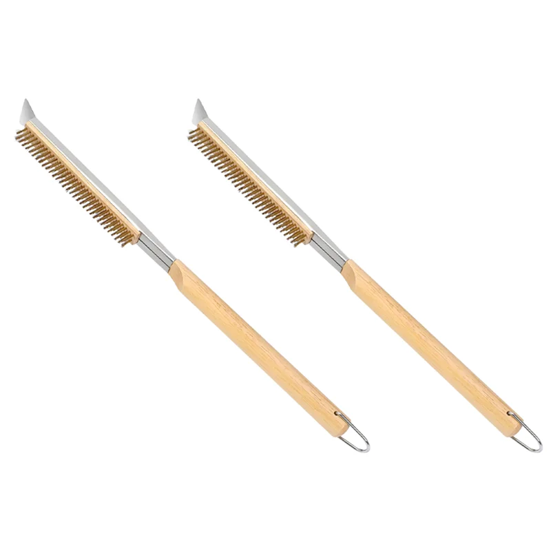 

2 шт. 21-дюймовая щетка для духовки для пиццы со скребками, медная проволока, щетка для чистки камня для пиццы для чистки гриля-барбекю