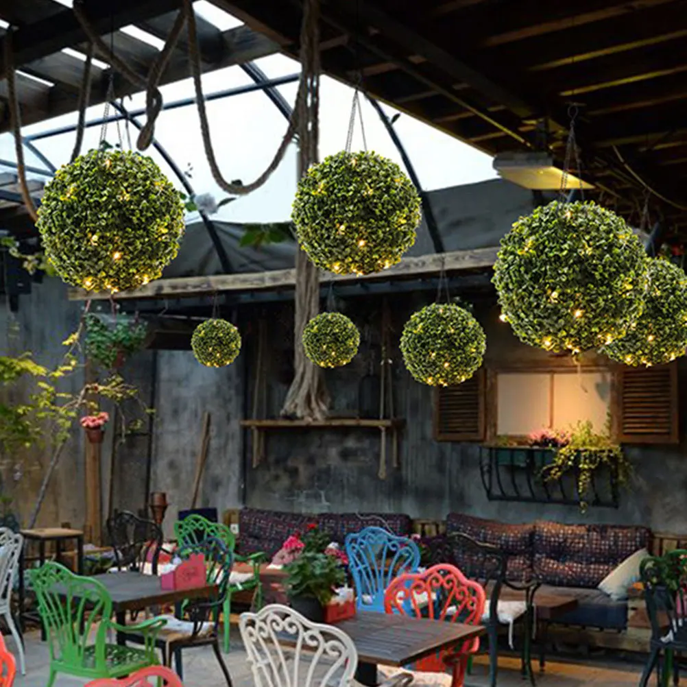 

1Pcs Solar Lamp Outdoor Garden Pendant Light Simulation Grass Ball Creative Hanging Ornament Easy to Use Decor Pendant Lamp