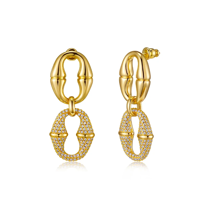 

VAROLE изысканный бамбуковый дизайн циркониевые серьги для женщин серьги с двойным кольцом в стиле цепочки модные украшения подарок на вечеринку