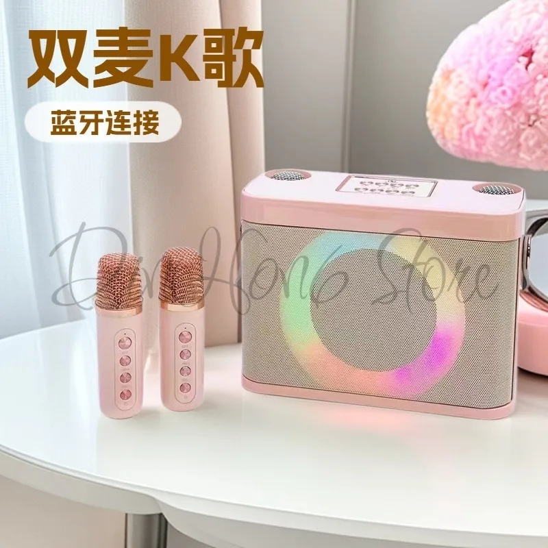 YS-219BT Portable Bluetooth Speaker Home KTV Dual Microphone Wireless Microphone Karaoke Treasure Card Audio