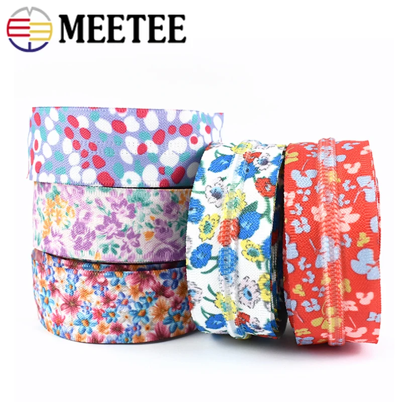 2Meters 5# Printed Nylon Zippers Tape Bag Clothes Backpack Zip Repair Kit Decorative Invisible Zipper Tailor Sewing Accessories