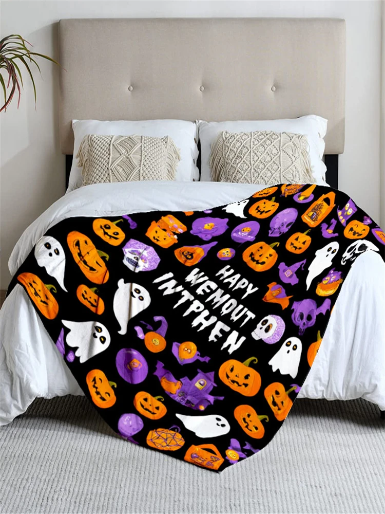 قطعة واحدة من بطانية اليقطين لشبح الهالوين، مناسبة لأسرة الأريكة والمكاتب والمزيد - للاستخدام في جميع المواسم
