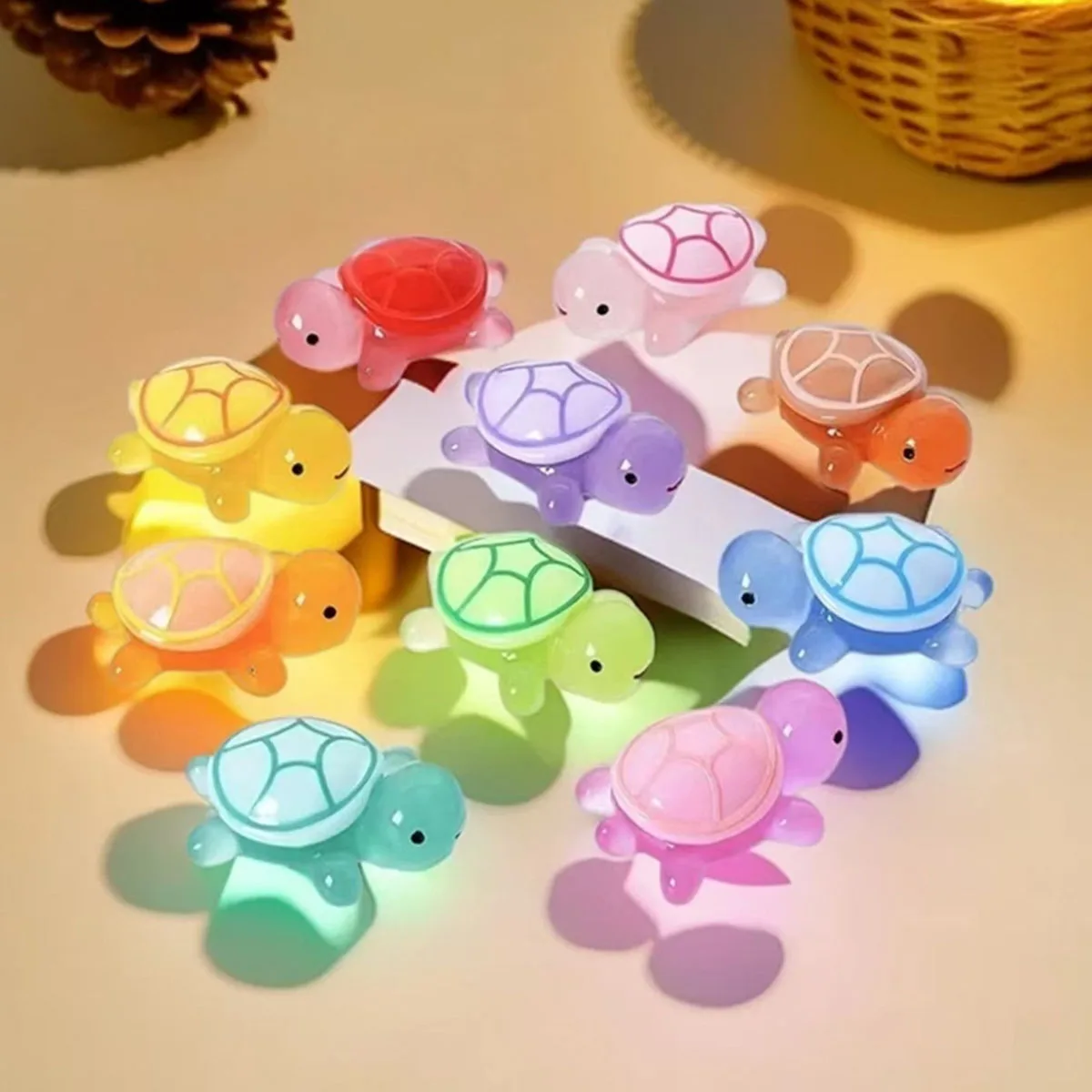 10pcs/Set Outdoor Glowing 3D Little Turtle Garden Home Decoration Luminous Mini Animals Micro Landscape Ornament