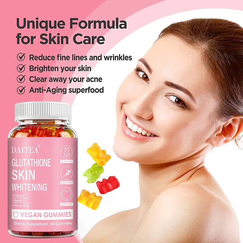 Glutathione gummies, reduce wrinkles and fine lines, increase skin firmness, anti-aging, improve skin elasticity