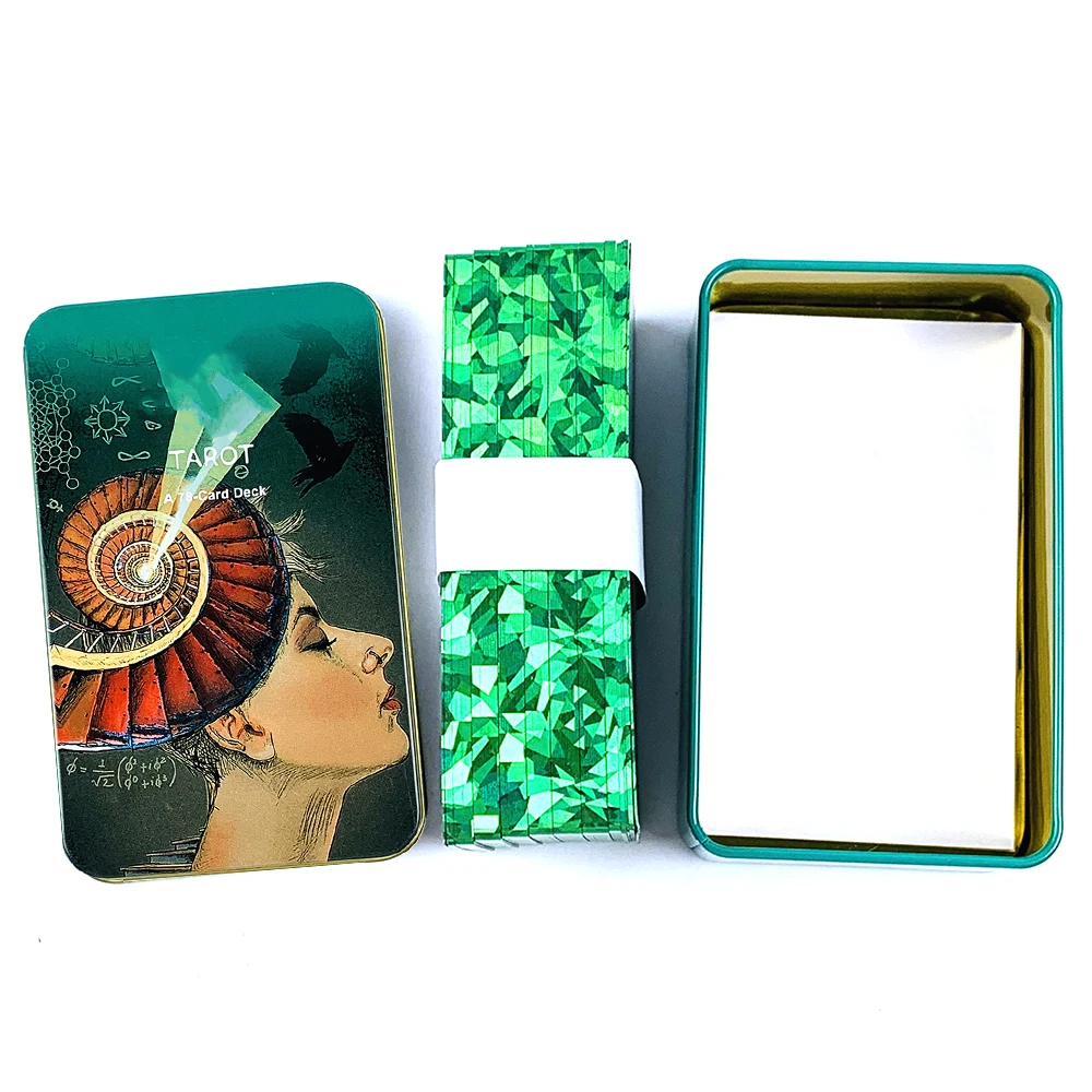 صندوق من القصدير عالي الجودة التعبئة 78 بطاقة بطاقة التارو مصير العرافة لعبة الحفلات العائلية ، ألعاب الهالوين وعيد الميلاد