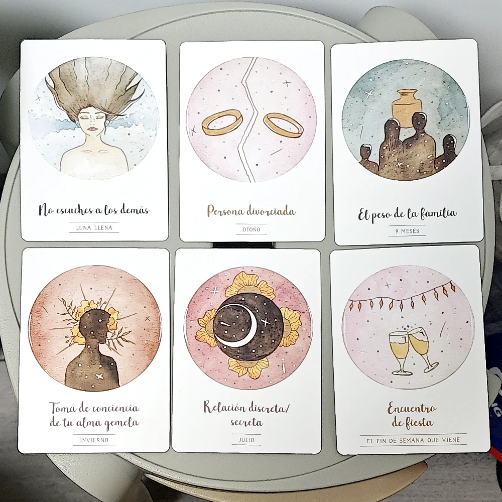 

42 Pcs Heart Chakra Oracle Cards Romantic Love Oracle Deck 10.5*7.5cm In Spanish Language