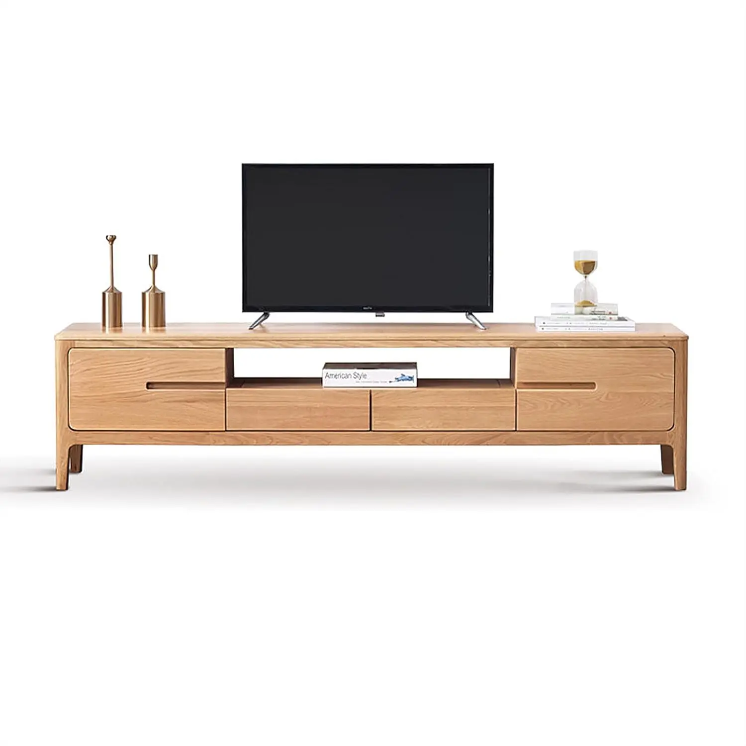

Oak TV Stand Drawers & Shelves 55-65 Inch Modern Living Room 70.87x13.78x17.71 Inch, Customized
