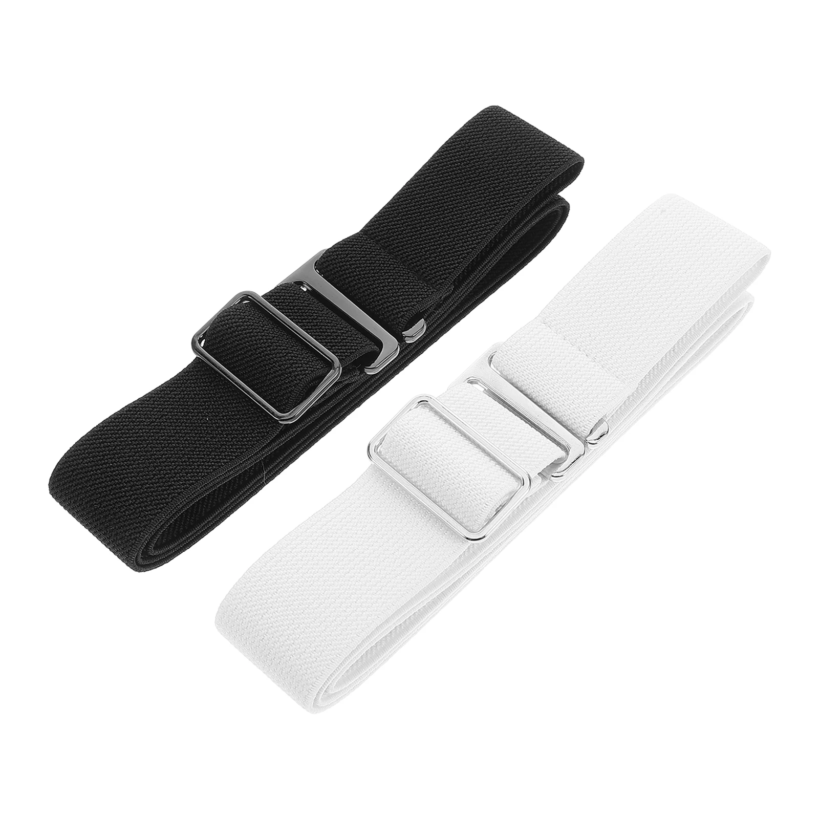 

2Pcs Elastic Waistband Women Belt Adjustable Pants Belt Flat Buckle Suitable Jeans Dresses Elastic