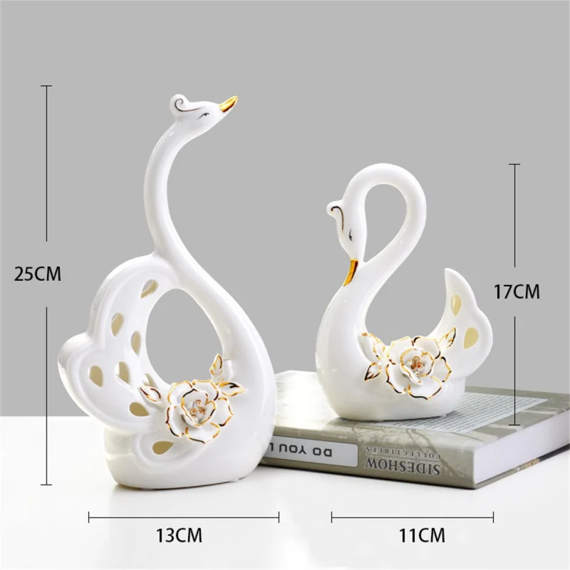 Ceramic Light Luxury Gold Swan, New House, Wedding Gift, Home Creative Decoration, Living Room