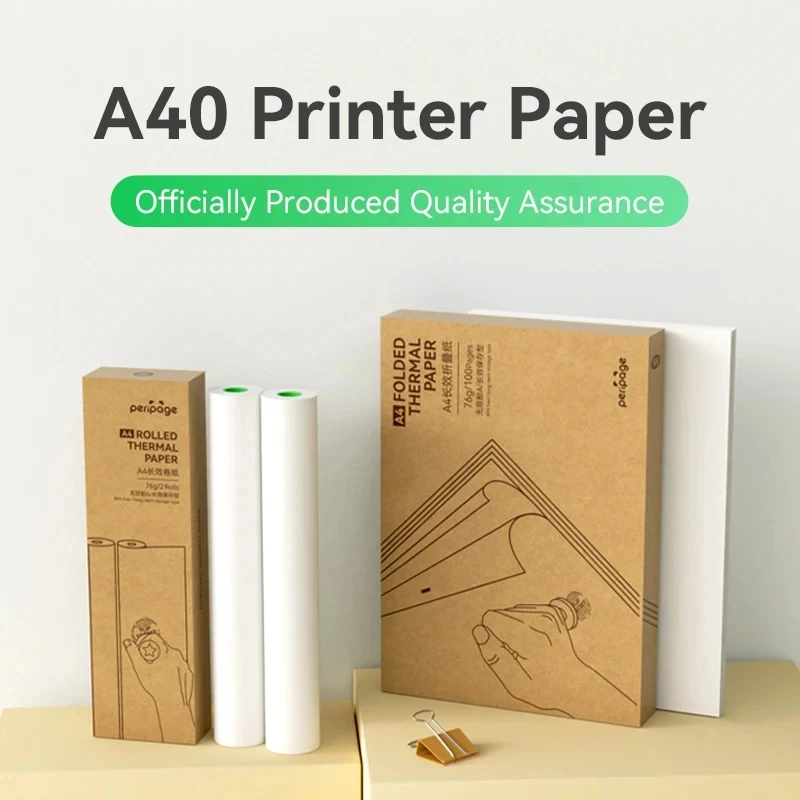 A4 Thermal Printer Paper PeriPage 100 Pages Folded for Long-lasting, 8.5 x 11 Inch for A40 Printer PocketJet HPRT MT800/MT800Q