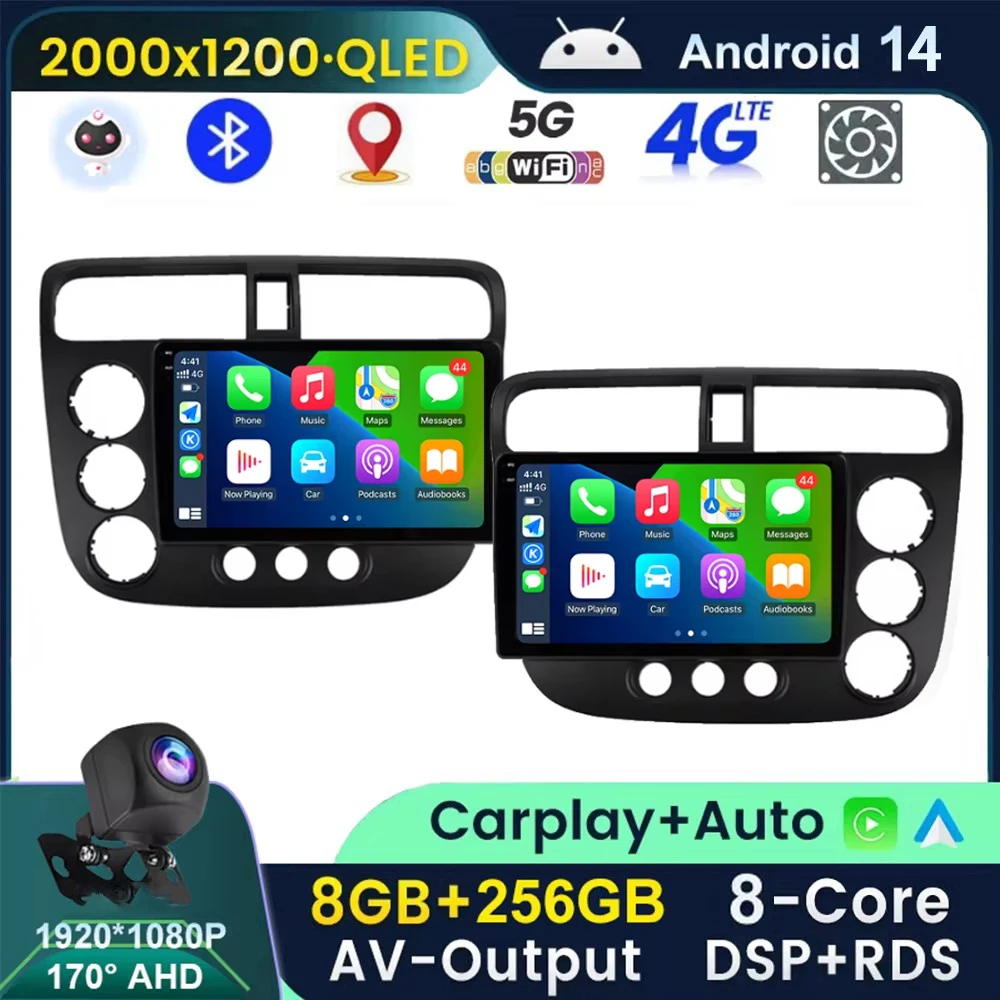 

2 Din Car Radio for Honda Civic 2000-2006 Android Car Stereo Multimedia Player Navigation WIFI FM GPS Audio Autoradio Head Unit