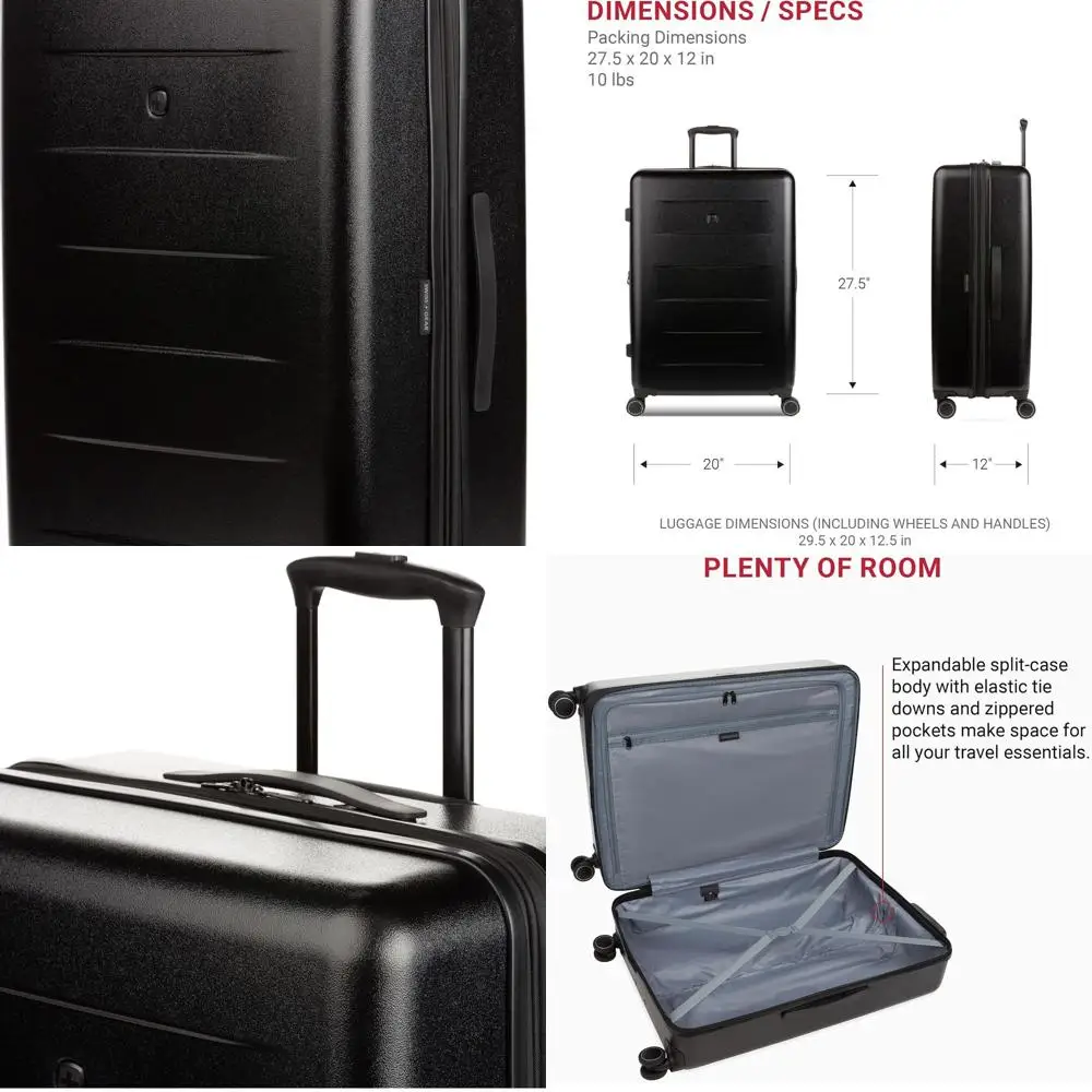 

Расширяемый большой чемодан SwissGear 8020 Eclipse Hardshell — черный