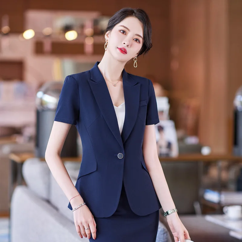 

2024Summer Hotel Manager Jewelry Shop Workwear Business Suit Women's Short Sleeve Temperament Goddess Style Beauty Salon Positio