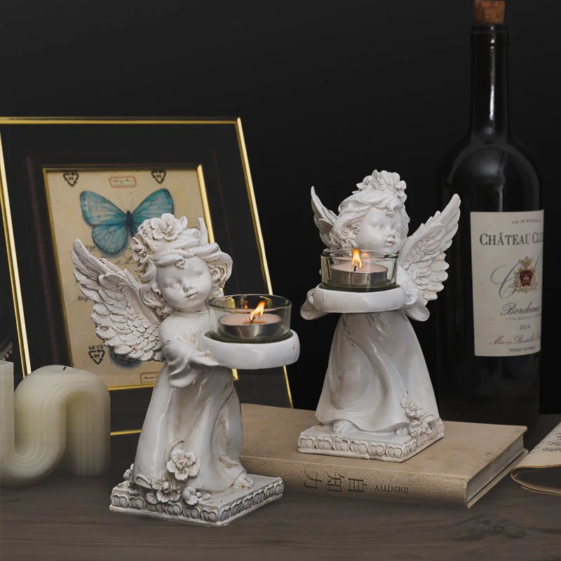 

Cute angel hand held candle holder suitable for festivals, weddings, candlelight romantic dinner small candle holder decoration