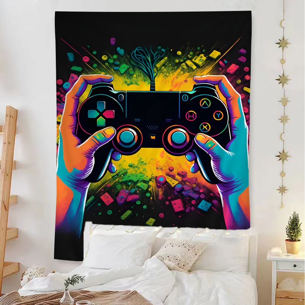 Colorful Game Controller Tapestry Art Printing Art Science Fiction Room Home Decor Home Decor