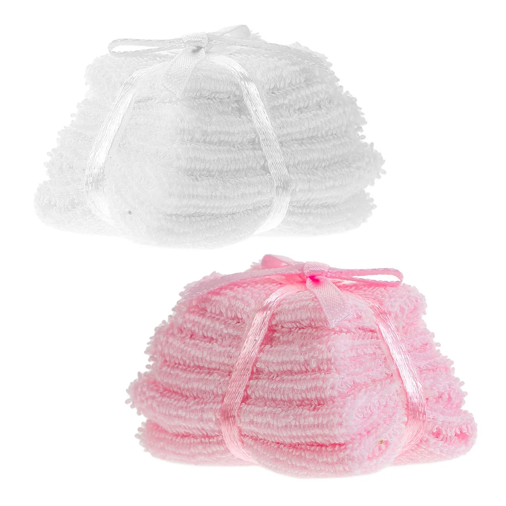 

2 шт. миниатюрные банные полотенца, набор тканевых полотенец для кукольного домика, реалистичные аксессуары для ванной комнаты, миниатюрный декор, набор полотенец для кукольного домика