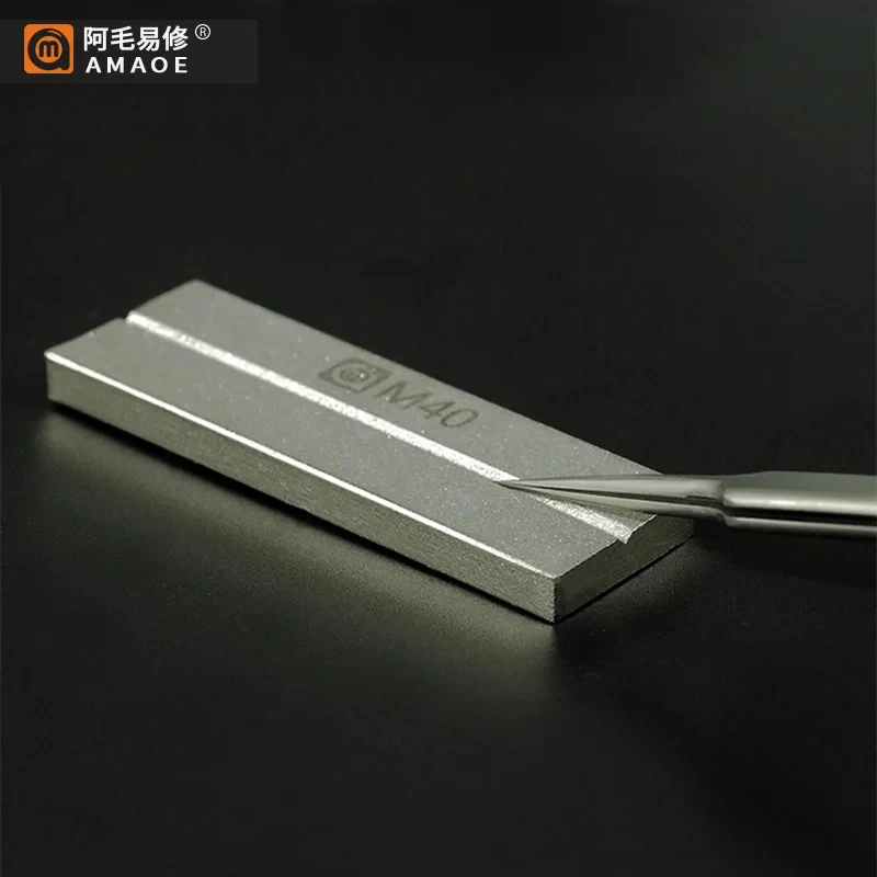 

AMAOE M40 Gold Steel Whetstone for Tweezers Correcting Repair Blade Soldering Tips Double Sided Polishing Grinding Repair Tool