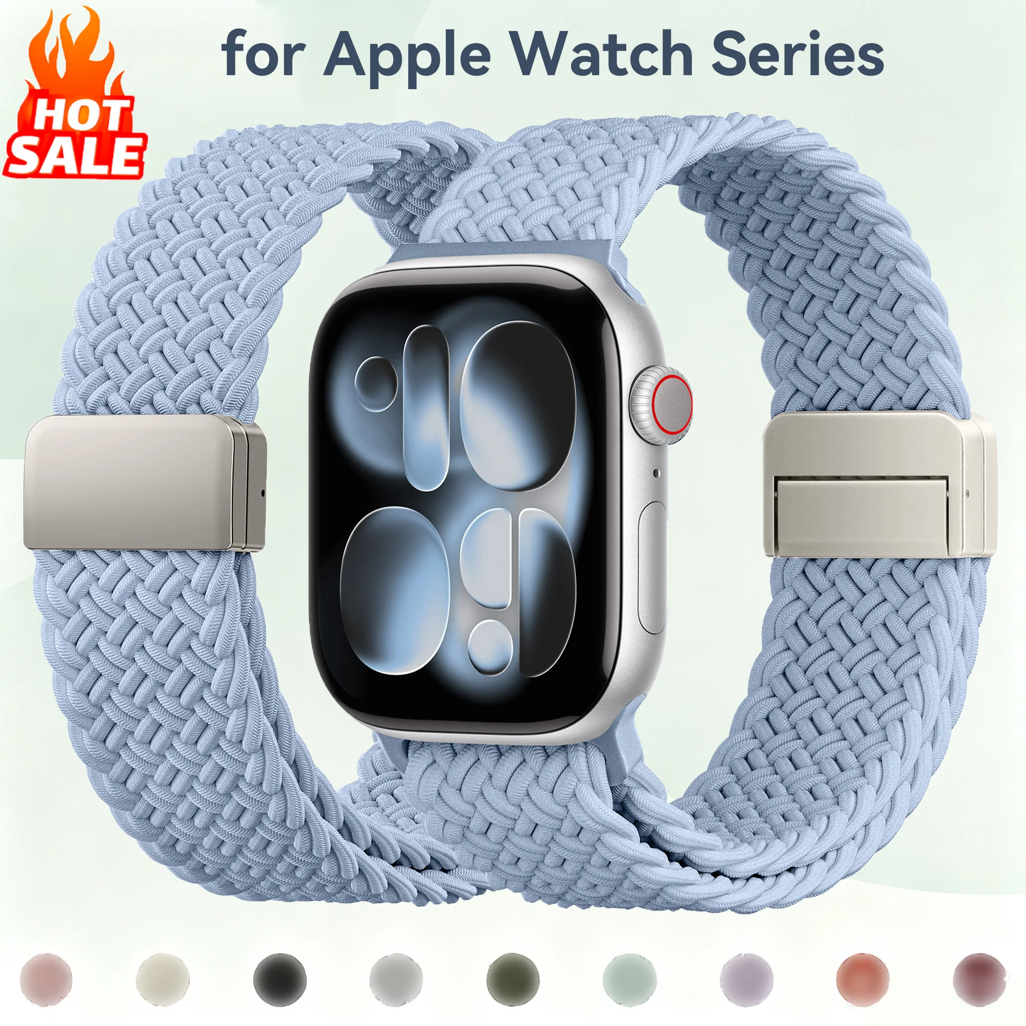 Neues geflochtenes Armband für Apple Watch Bänder 44 40 45 49 42 41 38mm Magnetverschluss Nylonarmband iWatch Serie 11 9 5 6 8 7 SE Ultra3