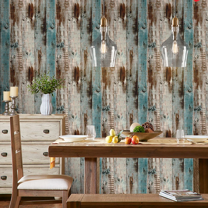 Retro Wood Wallpaper Self-Adhesive Removable Peel and Stick Wall Paper Countertop Cabinet Vinyl Decoration Stickers Width 45C
