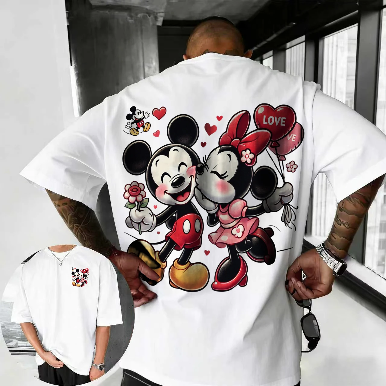 

2026 Summer Disney Mickey Mouse T-shirt 100% Pure Cotton Short-sleeved Casual Loose Breathable Top, Unispliable