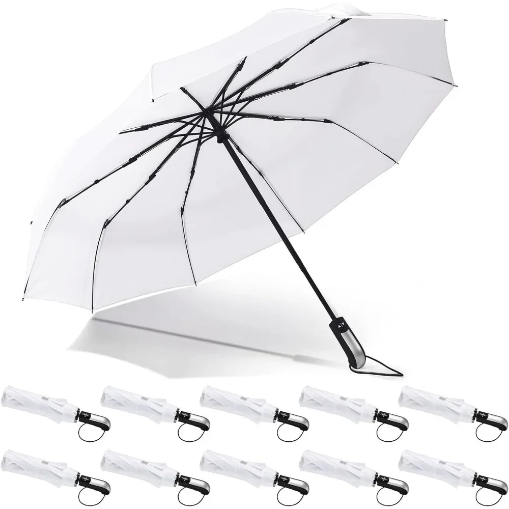 

10 Pack Wedding Umbrellas Bulk Collapsible Umbrellas for Rain Compact Set Windproof Travel Umbrellas Folding and Portable