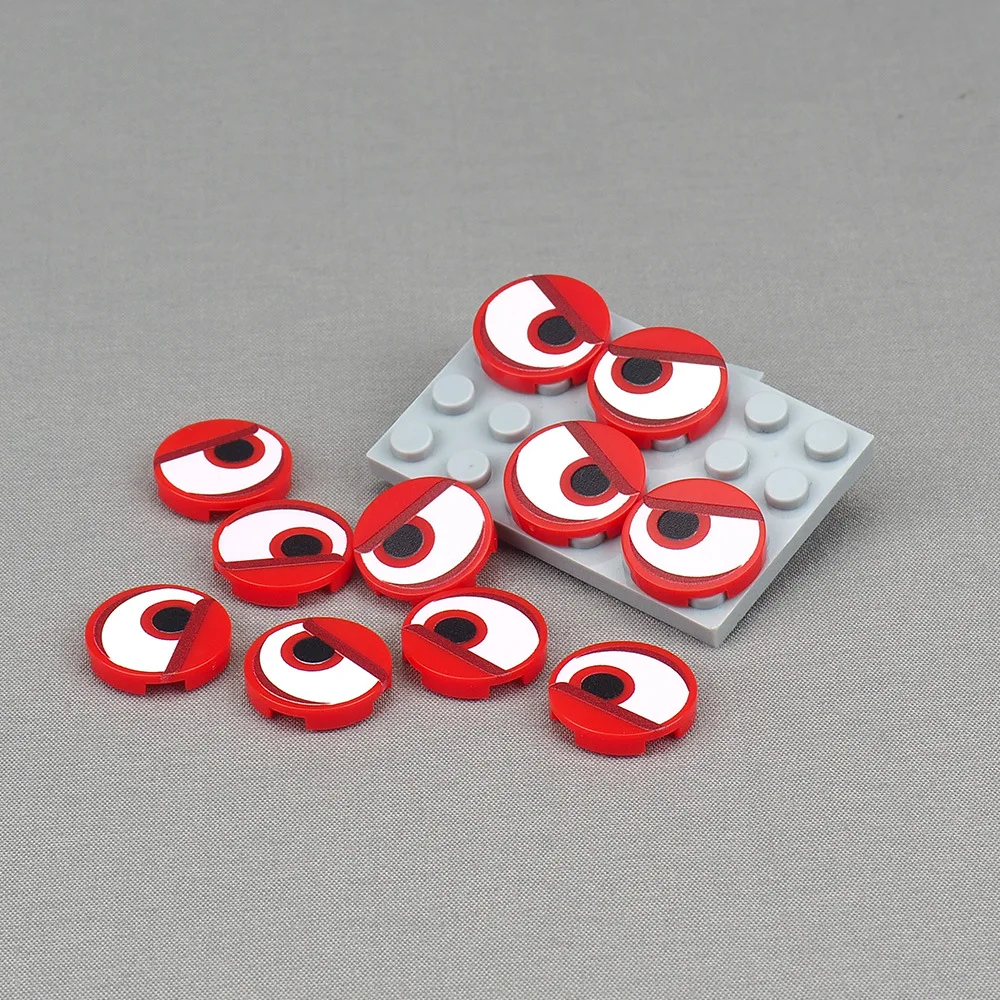 MOC 10PCS Printed 14769 Red Pupils And Black Eyes Pattern Building Blocks Eye Expression Bricks Particle Educational Toys Gifts